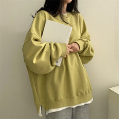 Solid Color Oversized Sweatshirt