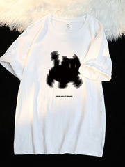 Aesthetic Black Cat Print Oversized T-shirt