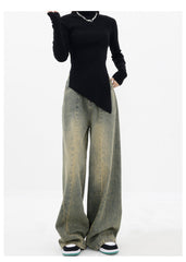 Vintage Wash Distressed Boyfriend Jeans