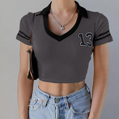 Vintage Striped Logo Crop Top