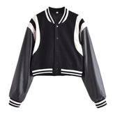 Black Retro Street Baseball Jacket