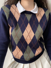 Vintage Argyle Pullover Sweater