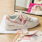 Vintage Heart Patch Pu Leather Paneled Sneakers