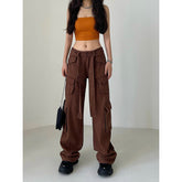 Vintage Buttoned Straight Leg Cargo Jeans