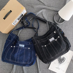 Aesthetic Denim Large Canvas Crossbody Bag