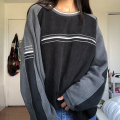 Patchwork Striped Crew Sweatshirt