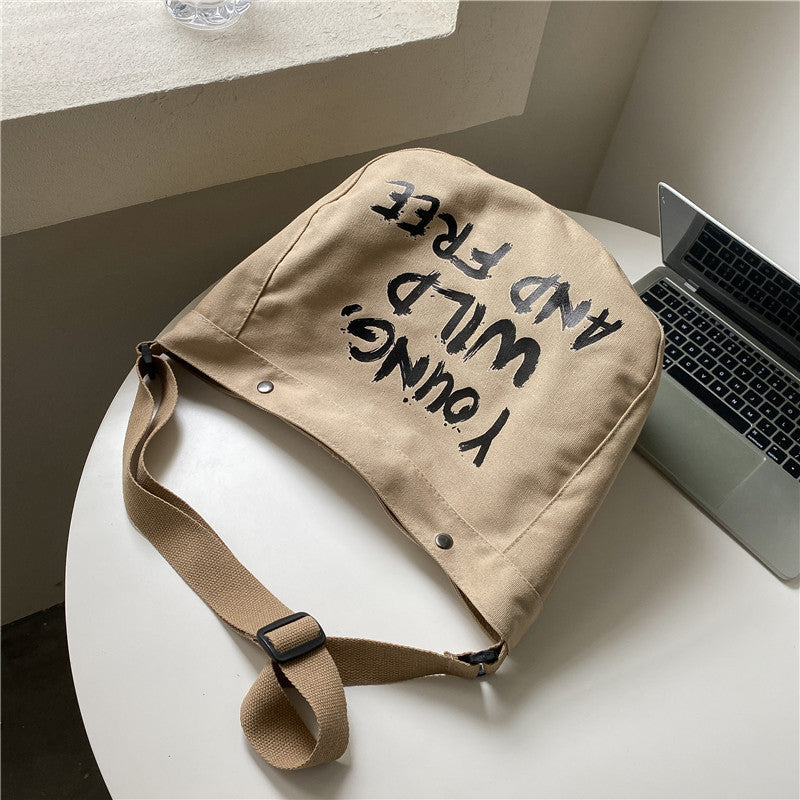 Young Wild and Free Canvas Crossbody Bag