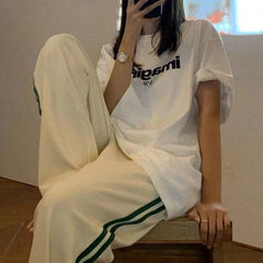 Vintage Letter Print Oversized Tee