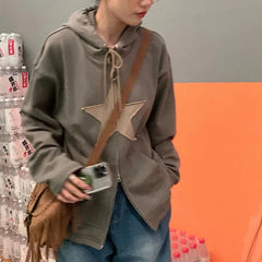 Star Couple Army Green Hoodie