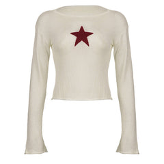 Star Crochet Knit Cropped Knit Top