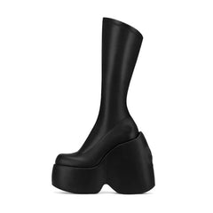 Muffin Heel Casual Side Zipper Boots
