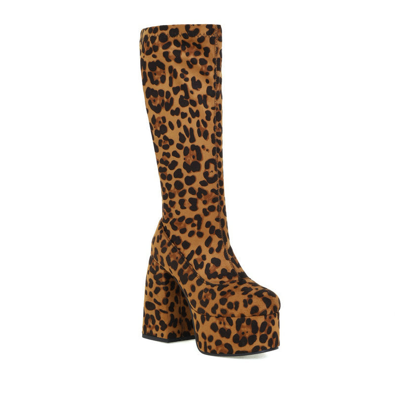 Leopard Print High Boots