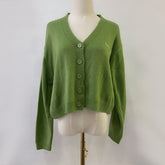 V Neck Button Front Knit Cardigan