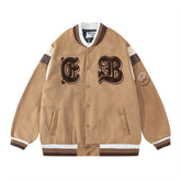 Vintage Coffee Cream Varsity Jacket