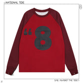 Print Raglan Zip Up Sleeve Sweatshirt