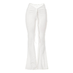Low-waist Pleated Wide-leg Pants