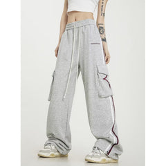 Big Pocket Stripe Drawstring Cargo Sweatpants