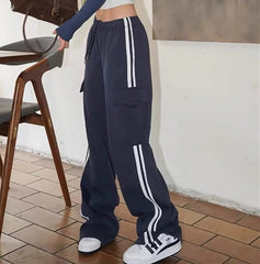 Pocket Side Stripe Baggy Sweatpants