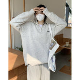 Contrast Half Zip Oversized Knit Sweater