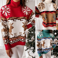 Turtleneck Christmas Jacquard Knitted Sweater