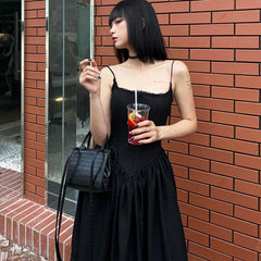 Lace Up Corset Black Maxi Dress
