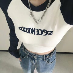 Raglan Sleeve Rib Crop Top