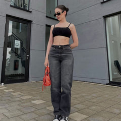 Dark Wash Straight Leg Boyfriend Jeans