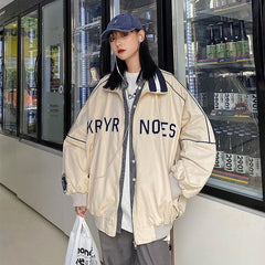 Letter Embroidery Oversized Jacket