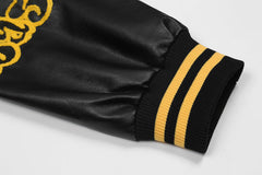 Vintage Pu Leather Varsity Jacket