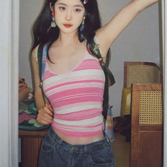 90s Striped Crop Cami Top