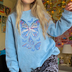 Vintage Butterflies Print Sweatshirt