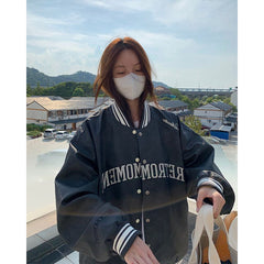 Logo Embroidery Vintage Varsity Jacket