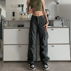 Zip Pocket Straight Leg Cargo Jeans