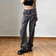 Multi Pockets Straight Leg Cargo Pants