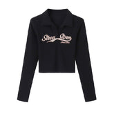 Y2K Long Sleeve Ribbed Knit Crop Top