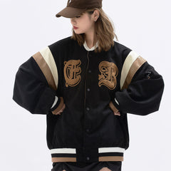 Vintage Coffee Cream Varsity Jacket