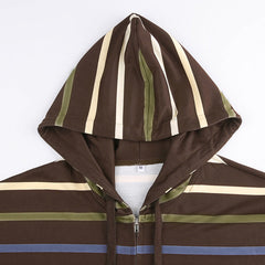 Aesthetic Fairycore Striped Zip Up Hoodie