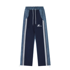 Patchwork Striped Boyfriend Jeans