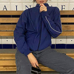 90s Contrast Piping Zip Up Jacket