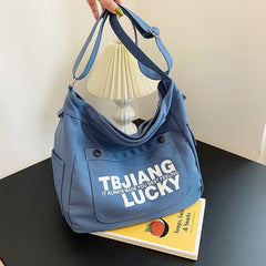 Letters Large Canvas Crossbody Bag