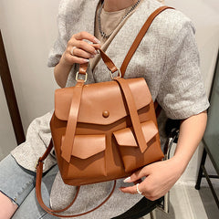 Large-capacity PU Multi-pocket Backpack