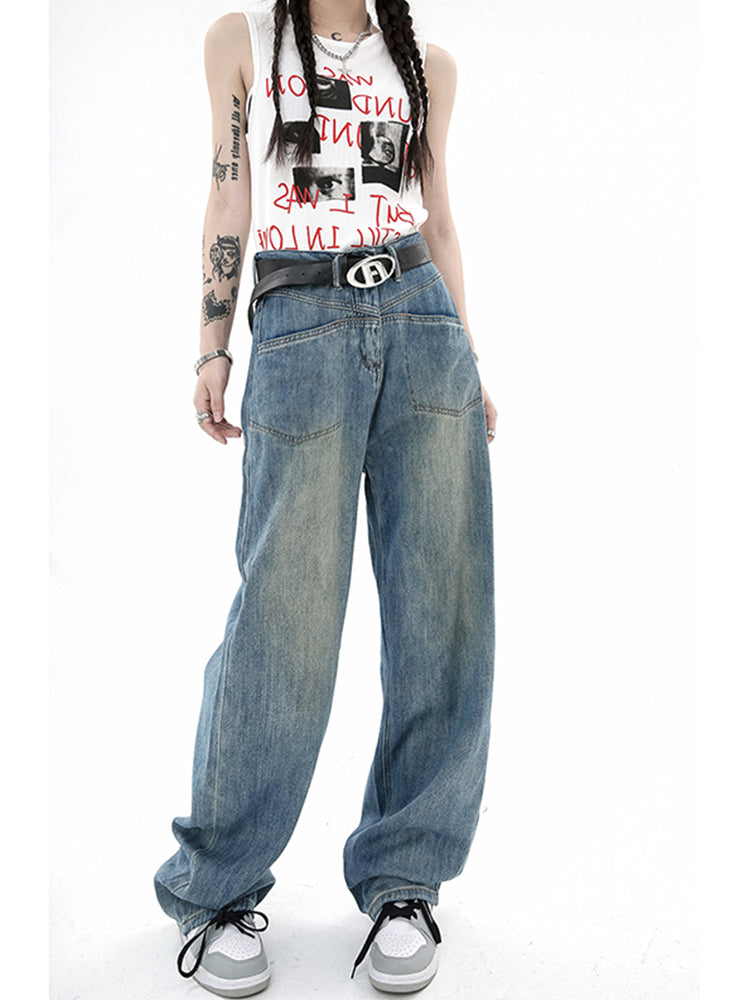 Women's Plus Size Distressed Retro Jeans