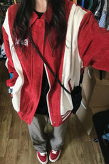 Patchwork Zip Up Corduroy Jacket