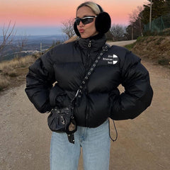 Simple Solid Color Zip Up Puffer Jacket