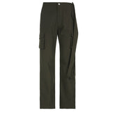 Tie Strap Straight Leg Cargo Pants