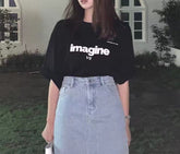 Vintage Letter Print Oversized Tee