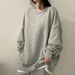 Solid Color Oversized Sweatshirt