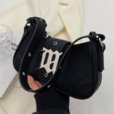 Metal Letter Buckled Crossbody Bag