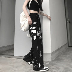 Wide Leg Pants High Waist Drape Retro