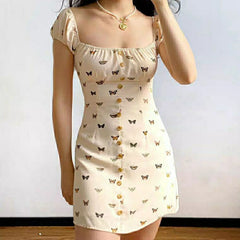 Aesthetic Butterflies Print Mini Dress